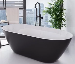 Besco Moya Black & White wanna wolnostojąca 160x68 cm owalna biały/czarny/złoty #WMD-160-MWG - Wanny - miniaturka - grafika 2
