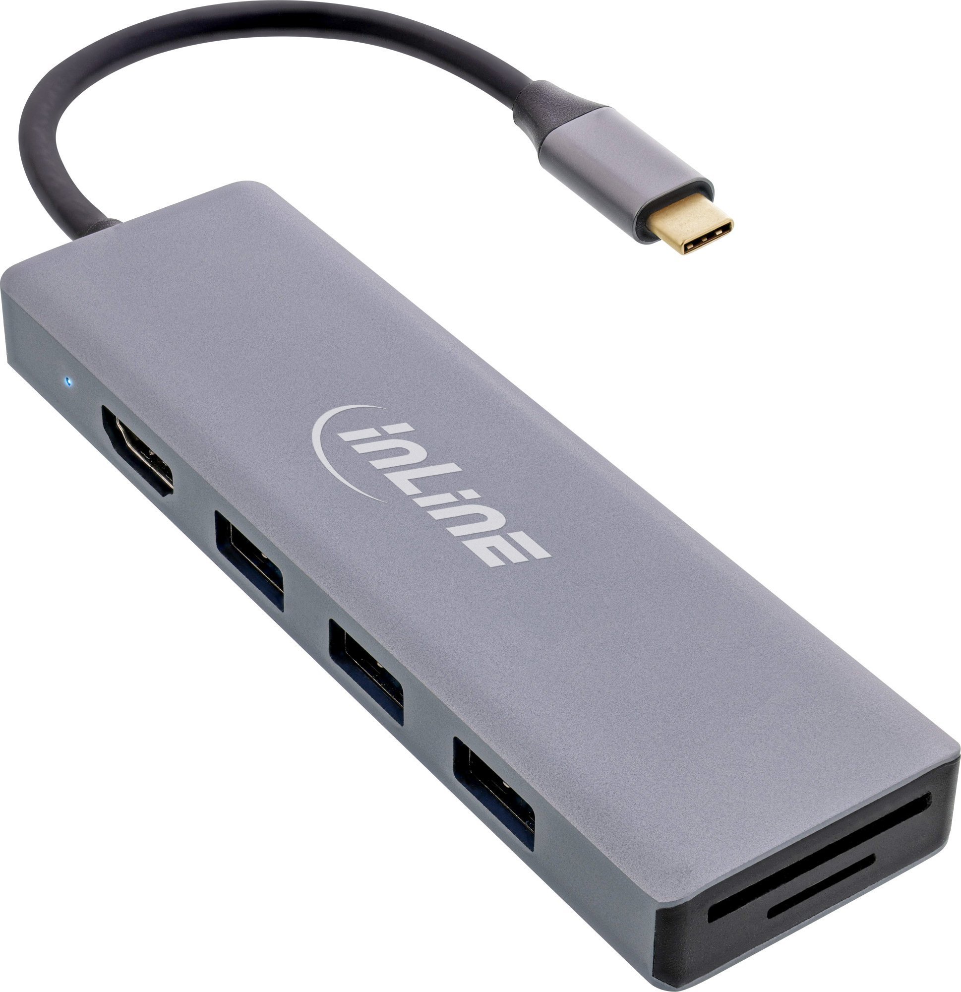 HUB USB InLine InLine® USB 3.2 Type-C Multi Hub 3x USB-A 5Gb/s + USB Type-C PD 100W, card reader, HDMI 4K@30Hz, OTG, aluminum housing 33271O