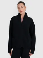 Bluzy damskie - 4F Polar sherpa ze stójką oversize damski - czarny XL - miniaturka - grafika 1