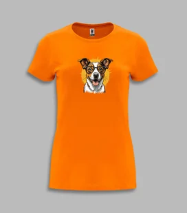 KOSZULKA DAMSKA - JACK RUSSELL pies Pomarańcz L - Koszulki i topy damskie - miniaturka - grafika 1