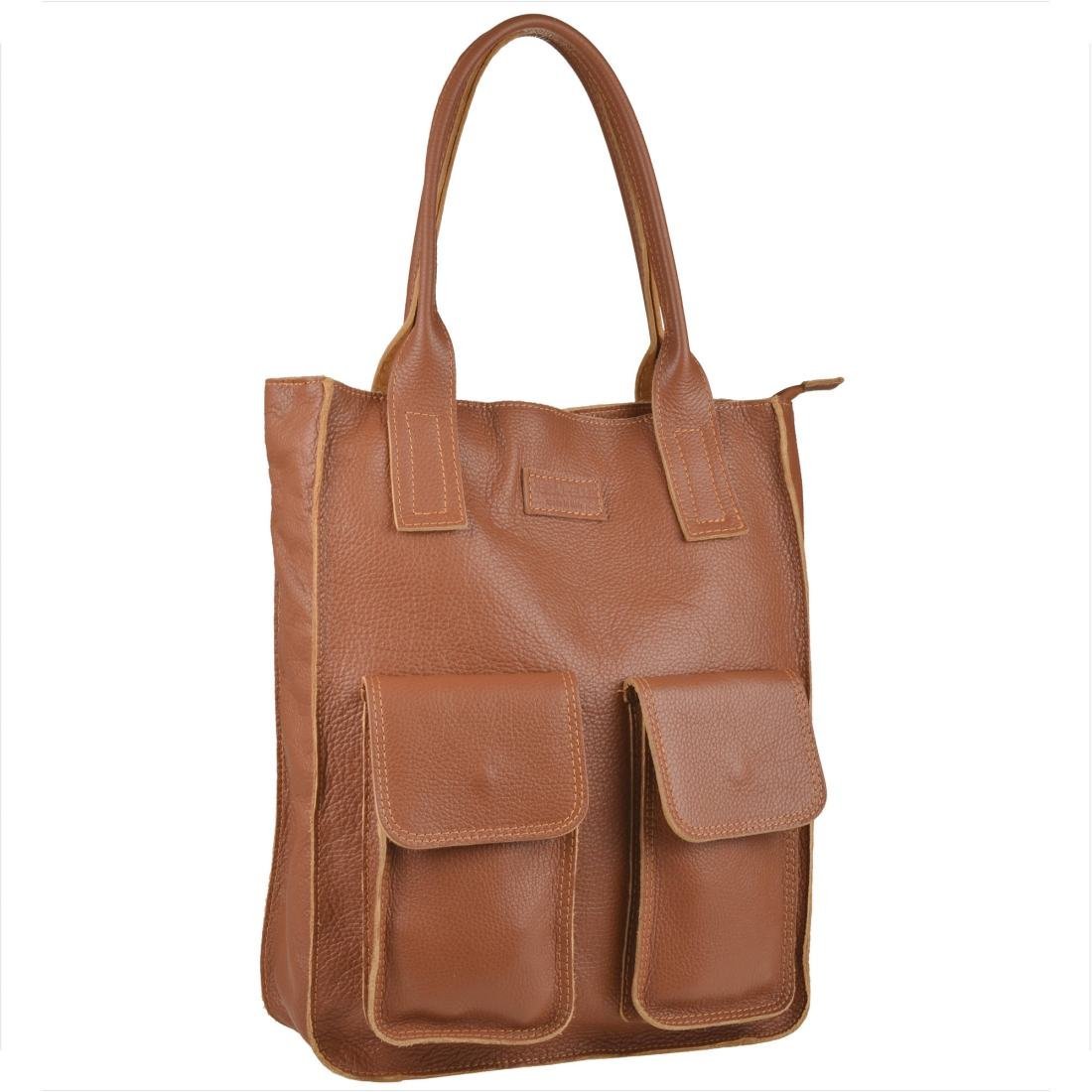 VERA PELLE Duża torebka włoska camel brąz shopper bag skóra naturalna