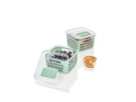Pojemniki kuchenne - LIVARNO home Pojemnik lub zestaw pojemników do przechowywania żywności z wyjmowanym wkładem ociekowym (małe 2 sztuki, zielone) - miniaturka - grafika 1
