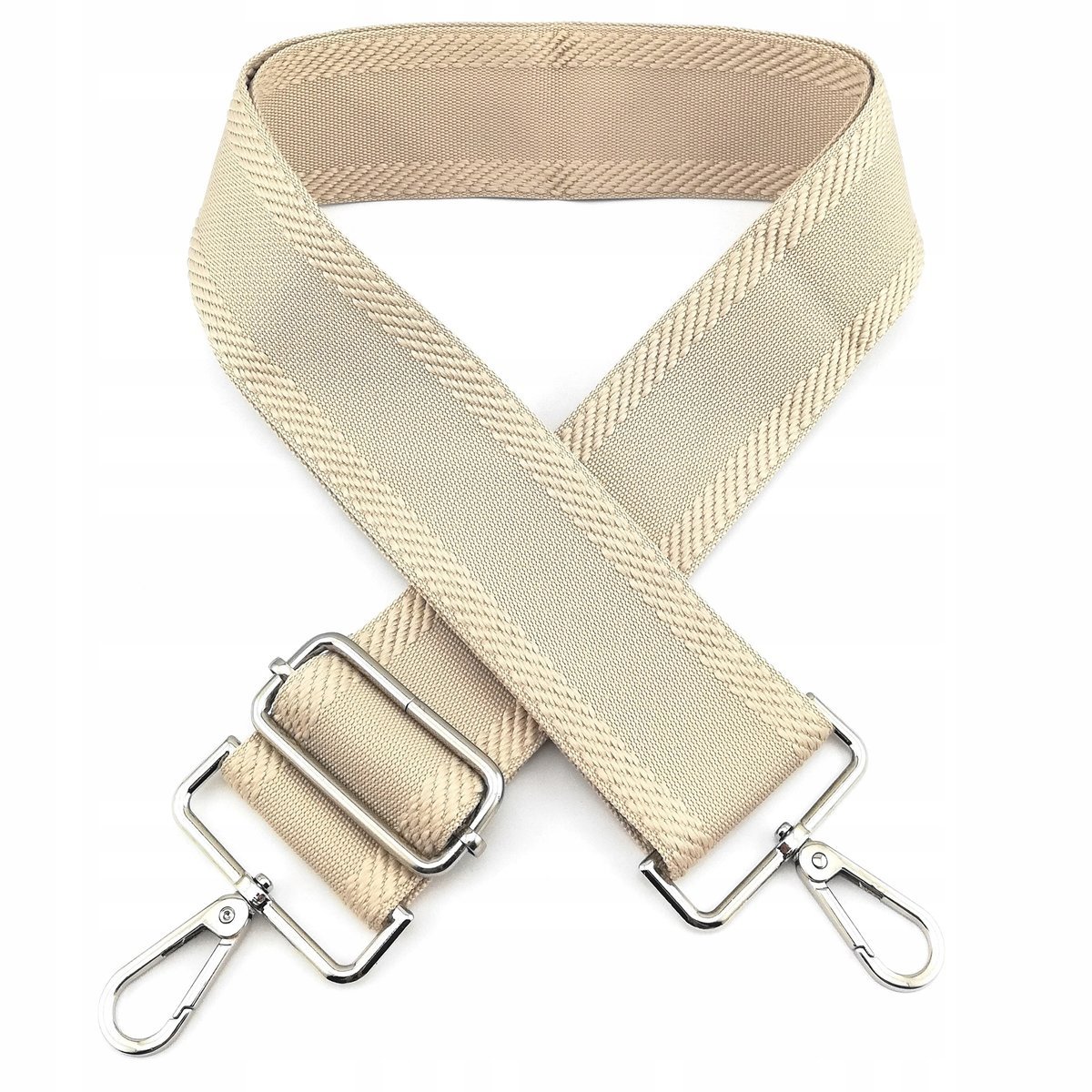 Pasek Do Torebki Regulowany Szeroki Damski Długi Parciany Okucia sr. Beżowy