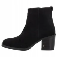 Botki damskie - Carinii B5582-H20 botki czarne damskie klocek skóra naturalna zamszowa r.36 - miniaturka - grafika 1