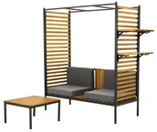 Ławki ogrodowe - Brązowa ławka z oparciem H8-P28 - miniaturka - grafika 1