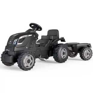SMOBY Traktor XL Czarny na Pedały z Przyczepką - Jeździki dla dzieci - miniaturka - grafika 1