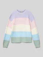 Swetry dla dziewczynek - Sweter z dzianiny o kroju regular fit z szerokim wzorem w paski model ‘SANDY’ - miniaturka - grafika 1