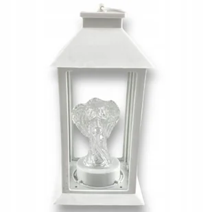Lampion dekoracyjny z aniołkiem 14x14x32cm latarenka XL biała znicz stroik - Lampiony i znicze - miniaturka - grafika 1