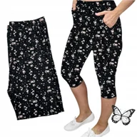 Legginsy - REWELACYJNE RYBACZKI KIESZENIE leginsy 3/4 kwiaty puder super 48 50 4XL 5XL - miniaturka - grafika 1