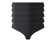 Majtki damskie - esmara® Stringi damskie cięte laserowo, 5 par (S (36-38), Czarny) - miniaturka - grafika 1