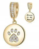 Wisiorki - Charms złoty ŁAPA ŁAPKA WIERNOŚĆ zawieszka srebro pozłacane C580 - miniaturka - grafika 1