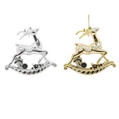 Ozdoby bożonarodzeniowe - Zawieszka plastikowa renifer 10 cm srebrny / złoty - miniaturka - grafika 1