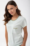 Piżamy damskie - Piżama damska LUNA kod 323 zielona w przecierane paski spodnie bermudy 3XL - miniaturka - grafika 1