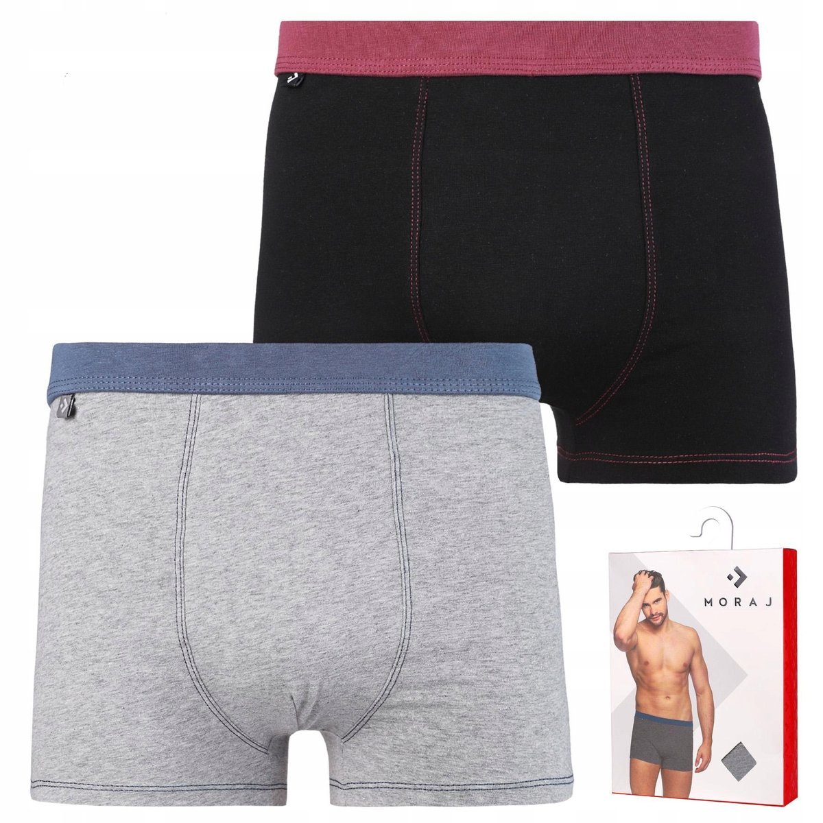 2X Bokserki Majtki Męskie Bawełniane Zestaw Premium Eleganckie Moraj Xl