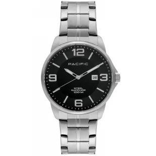 Zegarek Srebrny męski zegarek na bransolecie PACIFIC SSMB-1108D-02 - Zegarki męskie - miniaturka - grafika 1