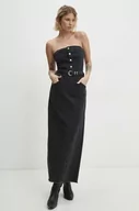 Sukienki - Answear Lab sukienka jeansowa kolor czarny midi prosta - miniaturka - grafika 1