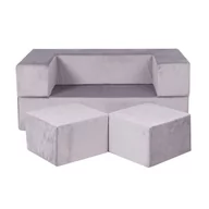 Sofy i kanapy - MeowBaby® Sofa Dziecięca Standard, Kanapa dla Dzieci, Welurowa, Szara - miniaturka - grafika 1