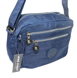 Stylowa Lekka Materiałowa Torba Pozioma Średnia Na Ramię Bag Street NR 2245 GRANATOWY 28 x 19 x 12 [cm] - Torebki damskie - miniaturka - grafika 1