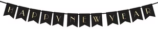 Baner Happy New Year czarny - 170 cm - 1 szt. - Sylwester - miniaturka - grafika 1