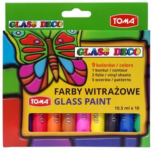Toma Farba do witraży 9 kolorów 10,5ml. TO-750 - Przybory szkolne - miniaturka - grafika 2