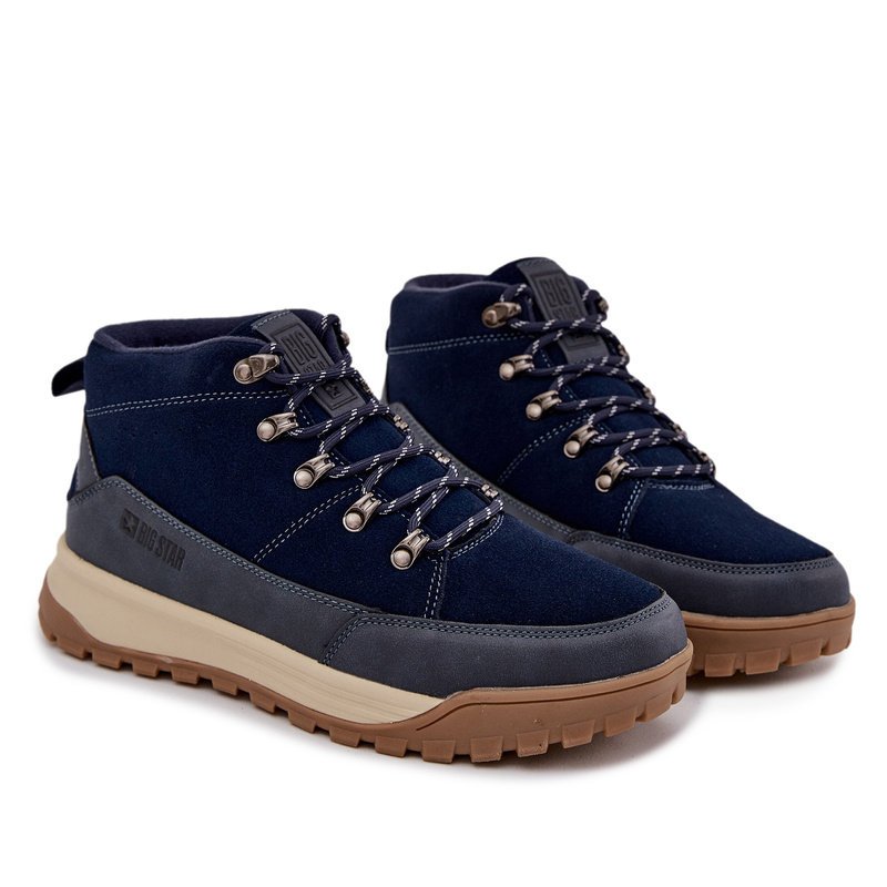 Zamszowe Buty Trekkingowe Męskie Big Star SS174264 Granatowe-42
