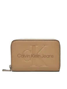 Calvin Klein Jeans Mały Portfel Damski Zip Around Mono K60K612255 Beżowy - Portfele - miniaturka - grafika 1