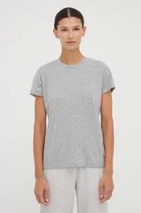 Samsoe Samsoe t-shirt bawełniany kolor szary - Koszulki sportowe damskie - miniaturka - grafika 1