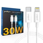 Ładowarki do telefonów - Kabel przewód POLION USB-C - LIGHTNING 30W PD do iPhone iPad iPod 1m biały - miniaturka - grafika 1
