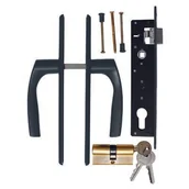 Akcesoria do ogrodzeń - Zestaw elementów do furtki ocynk antracyt struktura Polbram - miniaturka - grafika 1