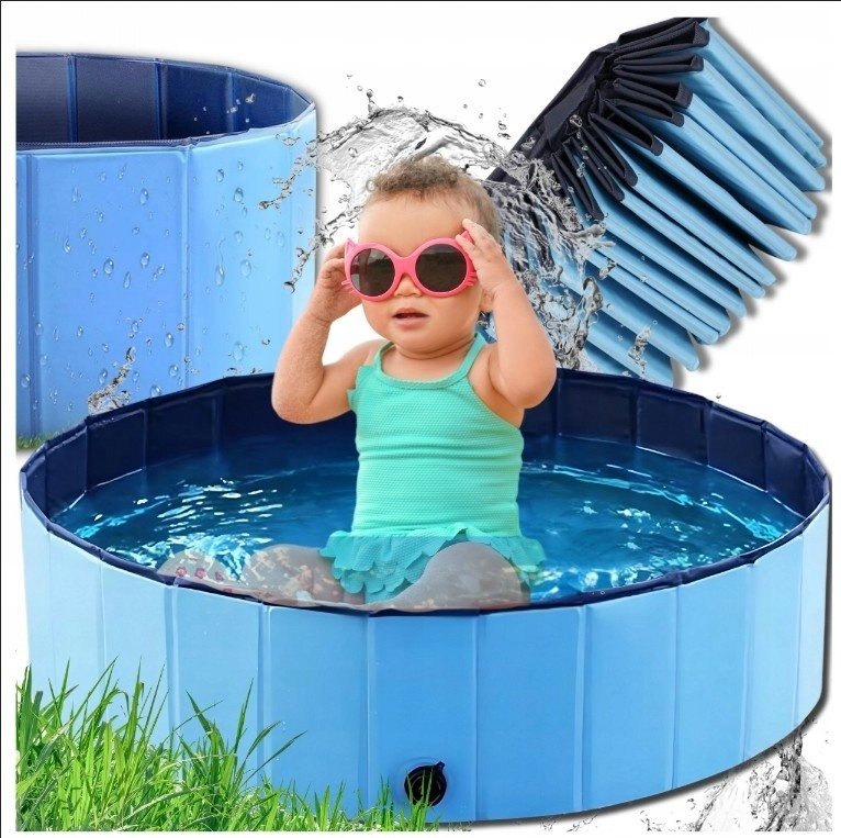 Basen Składany Dla Psa I Dzieci 120x30 Cm – Przenośny Basen Ogrodowy, Turys