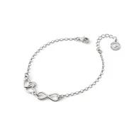 Bransoletki - Bransoletka regulowana serca i nieskończoność, srebro 925 pokryte platyną - miniaturka - grafika 1