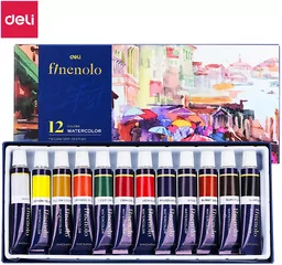 Farby akwarelowe Deli seria Finenolo 12 kolorów 12ml tuba - Przybory szkolne - miniaturka - grafika 1