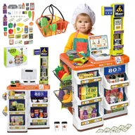 Zabawy w naśladowanie dorosłych - SUPERMARKET SKLEP DLA DZIECI STRAGAN KASA SKANER WAGA KOSZYK TOWARY WARZYWA - miniaturka - grafika 1