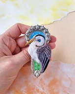 Broszki - Broszka z czaplą w stylu Art Nouveau - miniaturka - grafika 1