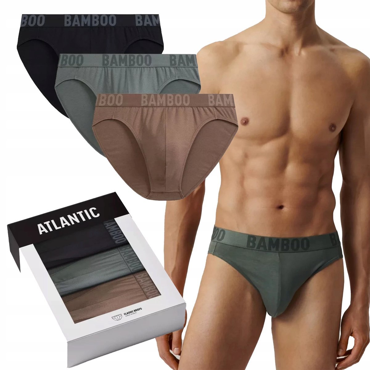 Slipy Męskie Atlantic 3MP-199 3-Pack Bambusowe Wygodne Oddychające *S