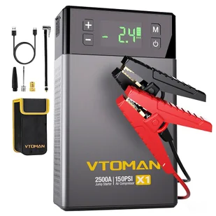 VTOMAN X1 Jump Starter with 100PSI Air Compressor  2500A Peak Car Starter  12V Lithium Battery Jump Box  400 Lumen LED - Akcesoria motoryzacyjne - miniaturka - grafika 1