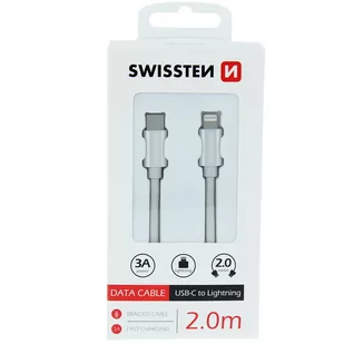 SWISSTEN Srebrny Kabel USB-C - Lightning 2m 3A do iPhone - Złącza, przejściówki, adaptery - miniaturka - grafika 4
