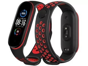 Sportowy pasek opaska Alogy do Xiaomi Mi Band 5/6 czarno-czerwony - Akcesoria do smartwatchy - miniaturka - grafika 1