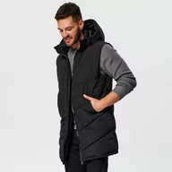 Kurtki męskie - Sinsay - Kamizelka z kapturem - Czarny - miniaturka - grafika 1