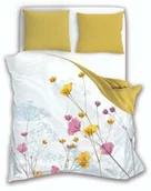 Pościel - Faro Pościel bawełniana 160x200 biała musztardowa kwiaty Letni sen 009 - miniaturka - grafika 1