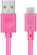 Kable USB - Xqisit Cotton Cable USB C 3.0-USB A różowy 30122 - miniaturka - grafika 1