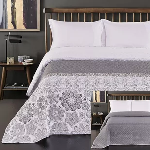 DecoKing 77191 koc dzienny dwustronny, poliester, szary, biały, 170x210x1 cm, 170x270 alhambra1 - Narzuty - miniaturka - grafika 1