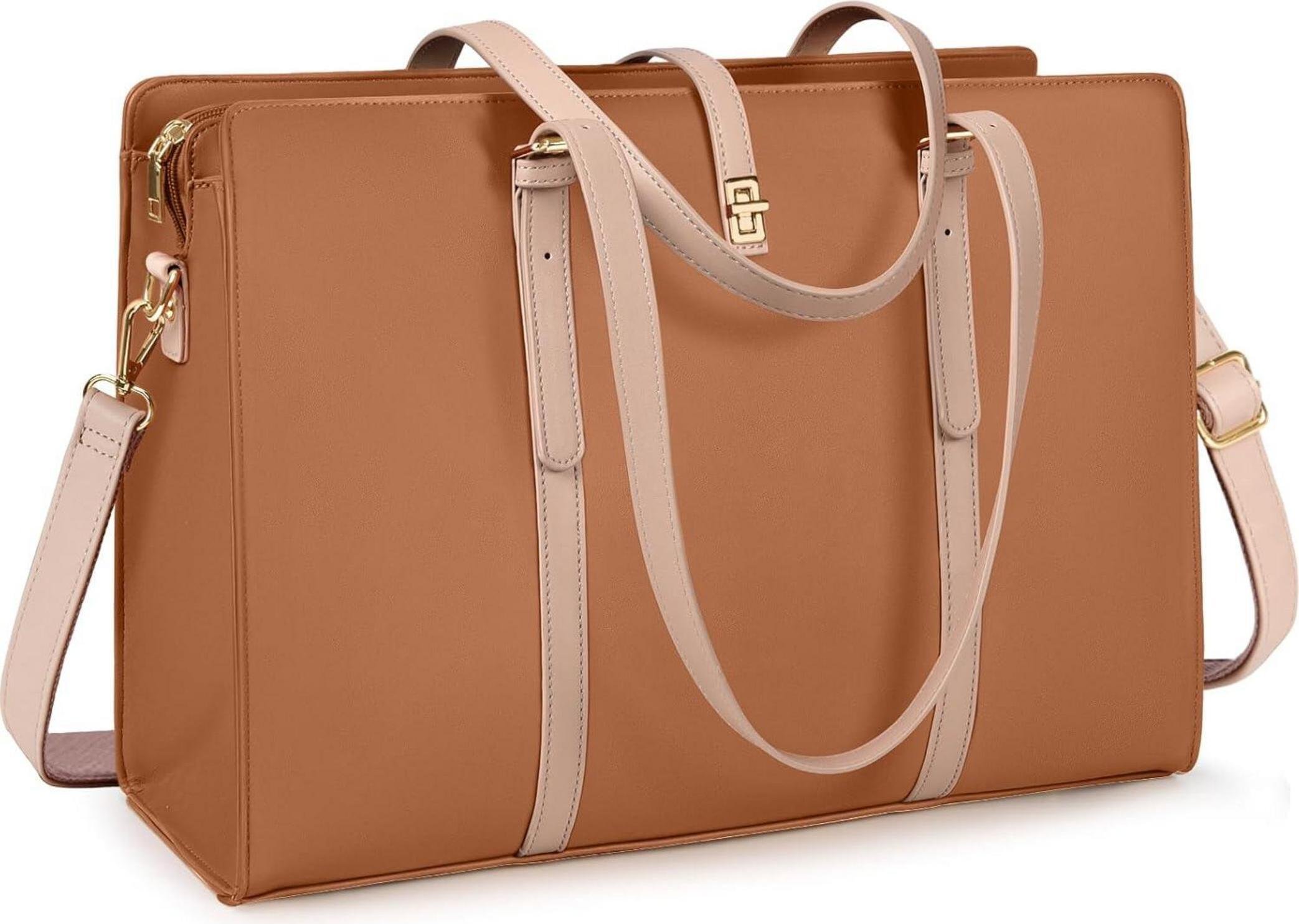 IGOLUMON Torebka damska Shopper Duża wodoodporna 15,6-calowa torba robocza ze skórypoliuretan Torba na ramię do biura biznesowego Szkoły