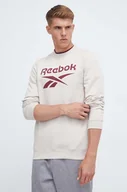 Bluzy męskie - Reebok bluza męska kolor beżowy z nadrukiem - miniaturka - grafika 1