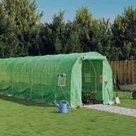 Szklarnie ogrodowe - vidaXL Szklarnia ze stalową ramą, zielona, 24 m², 12x2x2 m - miniaturka - grafika 1