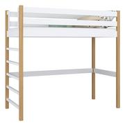 Łóżka - Drewniane łóżko na antresoli N01 biało dębowe 120x200 - miniaturka - grafika 1