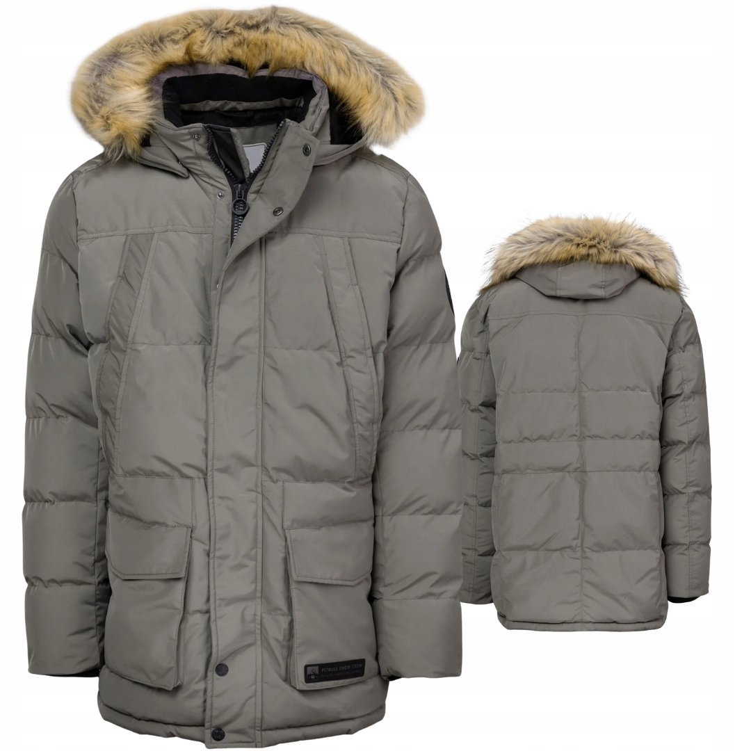 PITBULL WEST COAST KURTKA MĘSKA ZIMOWA Z KAPTUREM FOREST TAUPE BRĄZ M