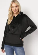 Bluzy damskie - Czarna Welurowa Bluza z Haftem Akiffa - miniaturka - grafika 1