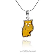Wisiorki - ankabizuteria.pl Zawieszka srebrna z bursztynem Sowa - miniaturka - grafika 1