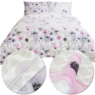 Komplet pościeli 200x220 z satyny bawełnianej Florence kwiaty róż i fiolet - Pościel Komplet pościeli 200x220 z satyny bawełnianej Florence kwiaty róż i fiolet - Pościel - miniaturka - grafika 1